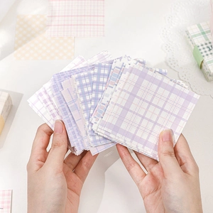 200 sheets of purple grid pattern aesthetic paper for scrapbooking and journaling