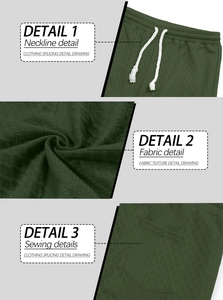 Detail view of dark green waffle knit fabric and drawstring waistband on men's sport set