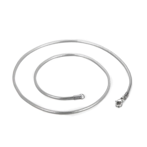 Minimalist silver stainless steel round snake bone chain necklace with lobster clasp