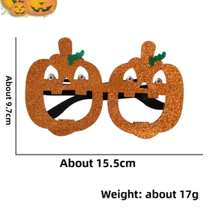 Detailed dimensions of orange glitter pumpkin Halloween glasses for party favors