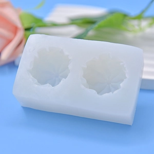 White silicone flower cookie mold with double cavities for DIY baking and crafts