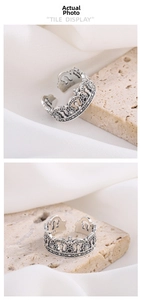 Macro detail of the 925 sterling silver vintage crown ring showing S925 hallmark