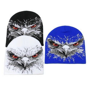 Eagle Pattern Knitted Beanie Warm Windproof Winter Acrylic Hat Unisex Jacquard Graphic Streetwear Skull Cap