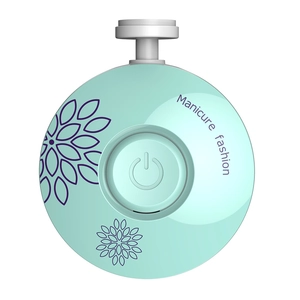 Mint green electric nail trimmer for kids and adults with manicure fashion flower design