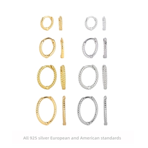 925 Sterling Silver Twisted Hoop Earrings For Women Minimalist Textured Round Huggie Earrings Gold Silver Plated Jewelry Gift
