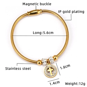 Detail of IP gold plated stainless steel snake chain bracelet with magnetic buckle