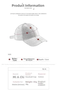 Size chart showing 7cm brim and 56-62cm circumference for the outdoor cotton baseball cap