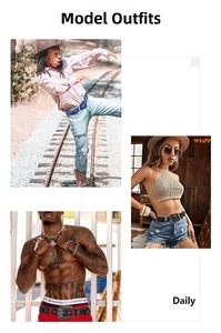 Western rhinestone belt with large carved buckle and punk Y2K style worn by models