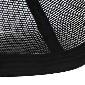 Close-up of the breathable black mesh material and stitching on the baseball cap back