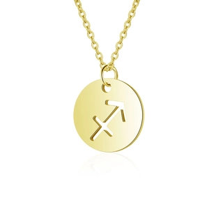 Gold plated 316L stainless steel Sagittarius zodiac pendant necklace with hollow design