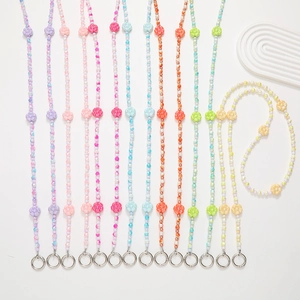 Crossbody Phone Lanyard Acrylic Flower Beaded Chain Anti-Lost Strap Colorful Candy Color Decorative Accessory