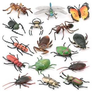 Realistic 15-piece insect model set including dragonfly, butterfly, and beetle toys