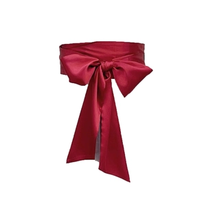 Ceinture de taille élégante en satin rouge foncé avec grand nœud pour robes et jupes
