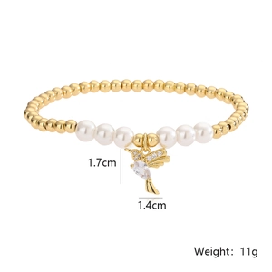 Detail of beaded bracelet with hummingbird pendant showing 1.7cm height and 11g weight