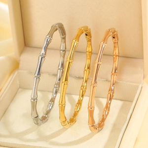 Bracciali in acciaio inossidabile stile bambù nei colori argento, oro e rosa