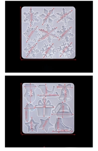 Guide des tailles pour moules d'oreilles en silicone flocon et Noël avec dimensions