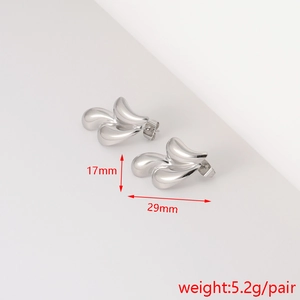 Detail view of 29mm silver stainless steel flower earrings with weight and size specs