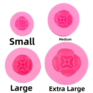 Pink silicone persimmon molds in four sizes for baking, candles, and soap crafting