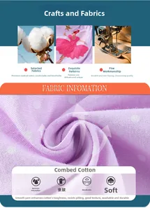 Détail du tissu en coton peigné avec pois et broderie de ballerine