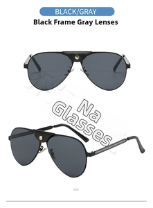 Detailansicht der Pilotensonnenbrille mit schwarzem Ledersteg und goldenen Nieten
