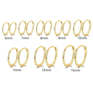 925 Sterling Silver Hoop Earrings Minimalist Smooth Geometric Round Circle Earrings For Women Men Fashion Jewelry Gift