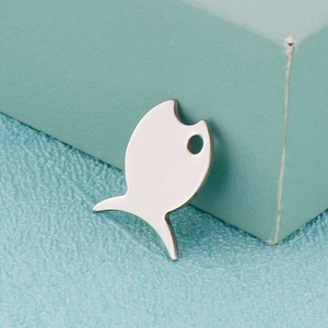 Minimalist silver stainless steel tropical fish pendant with smooth polished surface