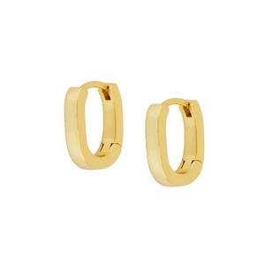 Modern chunky gold U-shaped hoop earrings with a polished finish and minimalist design
