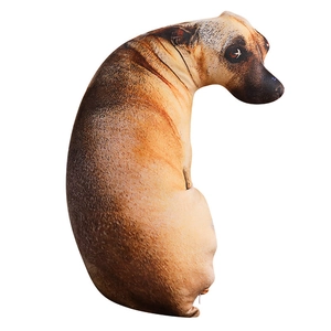 3D realistic pug dog plush pillow with lifelike animal print and bottom zipper