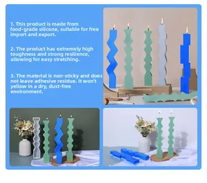 Detailed view of flexible food-grade silicone candle mold with wavy and zigzag texture