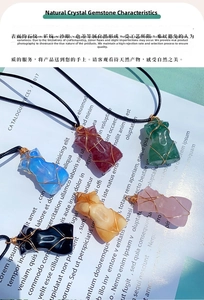 Detailed view of six crystal gemstone female torso pendants with wire wrap craftsmanship