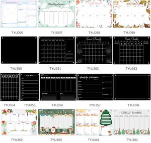 Collection of acrylic weekly planners and magnetic calendars in various colorful designs