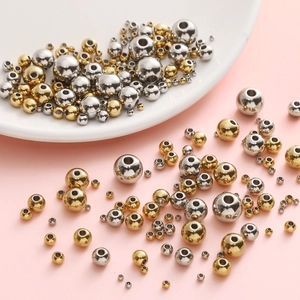 Polished gold and silver stainless steel loose spacer beads for DIY jewelry making