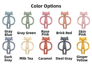 Detailed palette of 10 colorful silicone elephant teething rings for infant sensory play