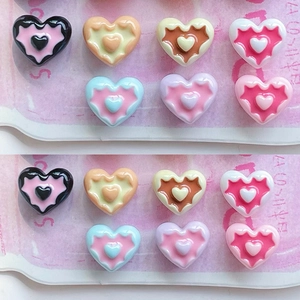 Mini resin heart charms in mixed colors for jewelry making and phone case DIY crafts