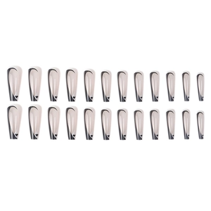 24pcs long ballerina press-on nails with black heart designs and translucent base