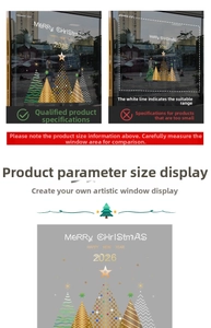 Close-up of geometric Christmas tree window sticker with Merry Christmas greeting text