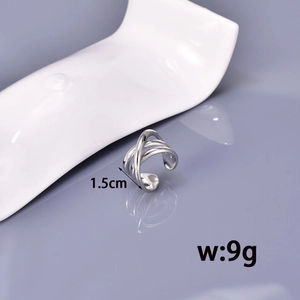Polished multilayer cross winding open ring in stainless steel 1.5cm 9g