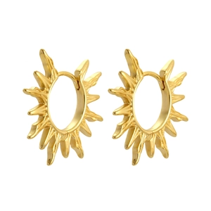 Elegant S925 silver sunflower golden hoop earrings with radiant sunburst design for women