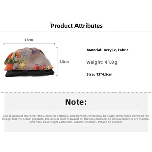 Floral fabric hair accessory detail showing 13cm length and 41.8g weight dimensions