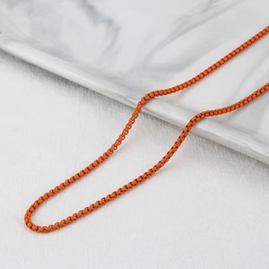 Minimalist bright orange stainless steel box chain necklace with vibrant matte finish plating