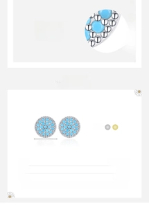 Detail view of S925 sterling silver turquoise stud earrings with 6.6mm diameter specs