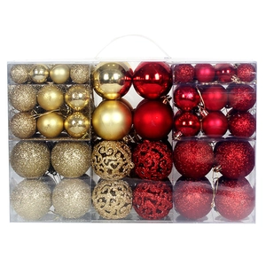 100-pack red and gold Christmas ball ornaments in mixed finishes for holiday tree decor