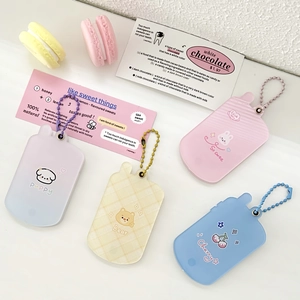 Cute puppy and bear acrylic magnetic card holders with colorful bead chains