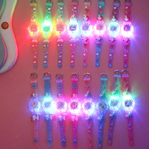 Colorful LED glowing unicorn cartoon watches for kids with soft silicone straps in pink blue