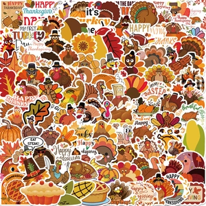 Thanksgiving Turkey Stickers Waterproof PVC Cartoon Holiday Decals For Laptop Luggage Guitar DIY Scrapbooking Decoration