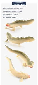 Detailed views of a realistic dinosaur eel fish toy model with specific dimensions