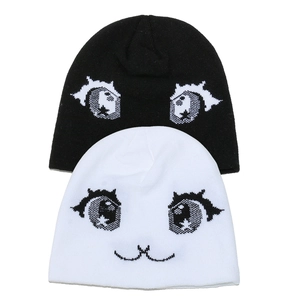 Ensemble de bonnets en tricot Y2K avec broderie d'yeux de dessin animé