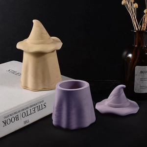 Witch hat shaped silicone mold for DIY candle jar and ghost storage container