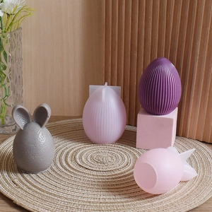 Detail of bunny ear egg silicone molds for DIY Easter candles and scented plaster crafts