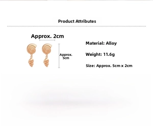 Detailed view of rose gold seashell earrings showing 5cm length and alloy texture